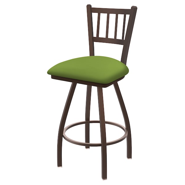 36" Swivel Bar Stool, Bronze Finish, Canter Kiwi Green Seat